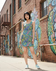 Cenala Rib Knit V Neck Tank Dress