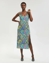 Cenala Tie Strap Split Midi Dress