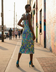 Cenala Tie Strap Split Midi Dress