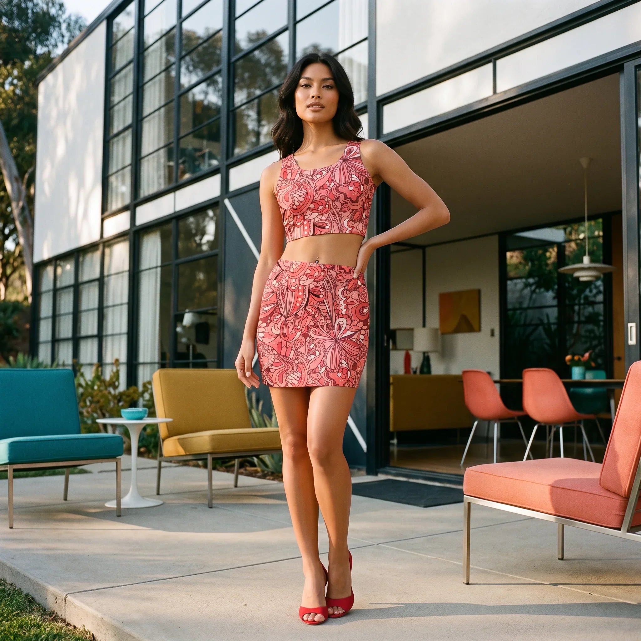 Citra Camisole And Mini Side Slit Skirt Set