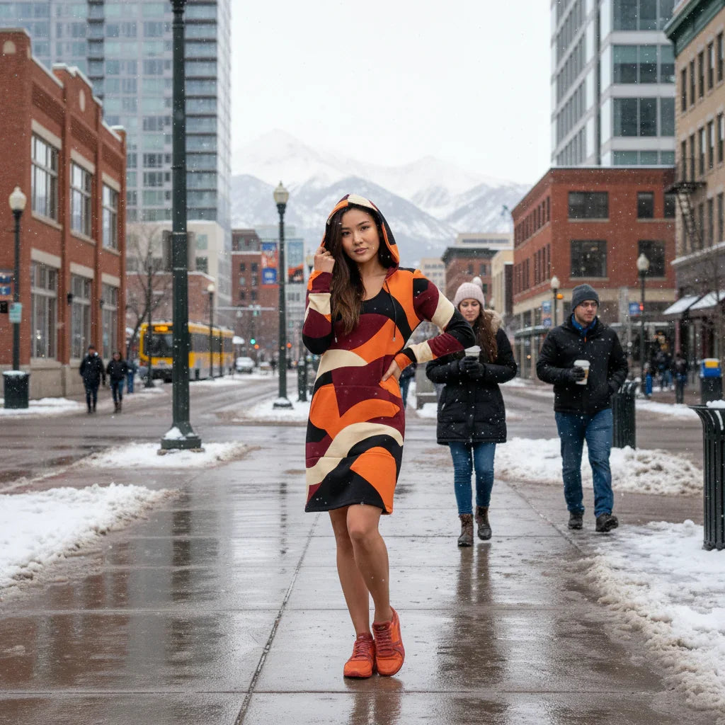 Copenhagen Print Hoodie Dress - Airline Series