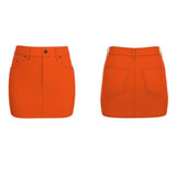 Copenhagen Orange Mini Stretch Denim Skirt - Airline Series