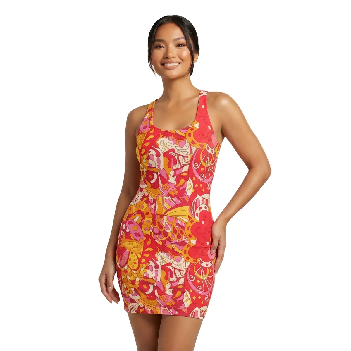 Decora Bodycon Mini Dress | Bold Print Performance Knit | Blissfully Brand
