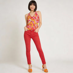 デコラ ホルターネック Vネック キャミソール トップ