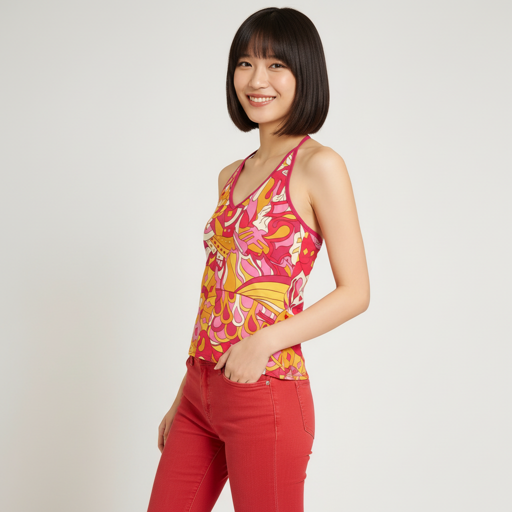 デコラ ホルターネック Vネック キャミソール トップ