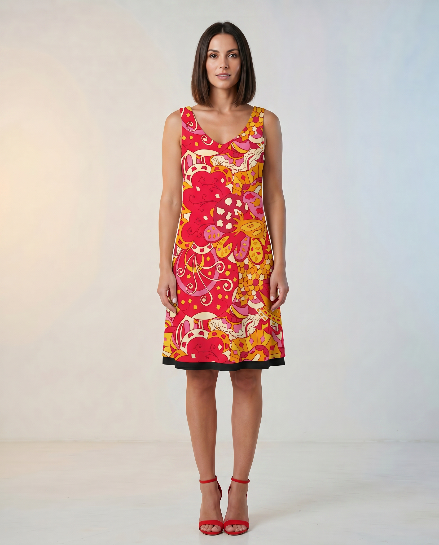 Decora V-neck Sleeveless Reversible Dress