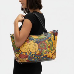 Ebisa Large Leather Zip Top Handbag Tote