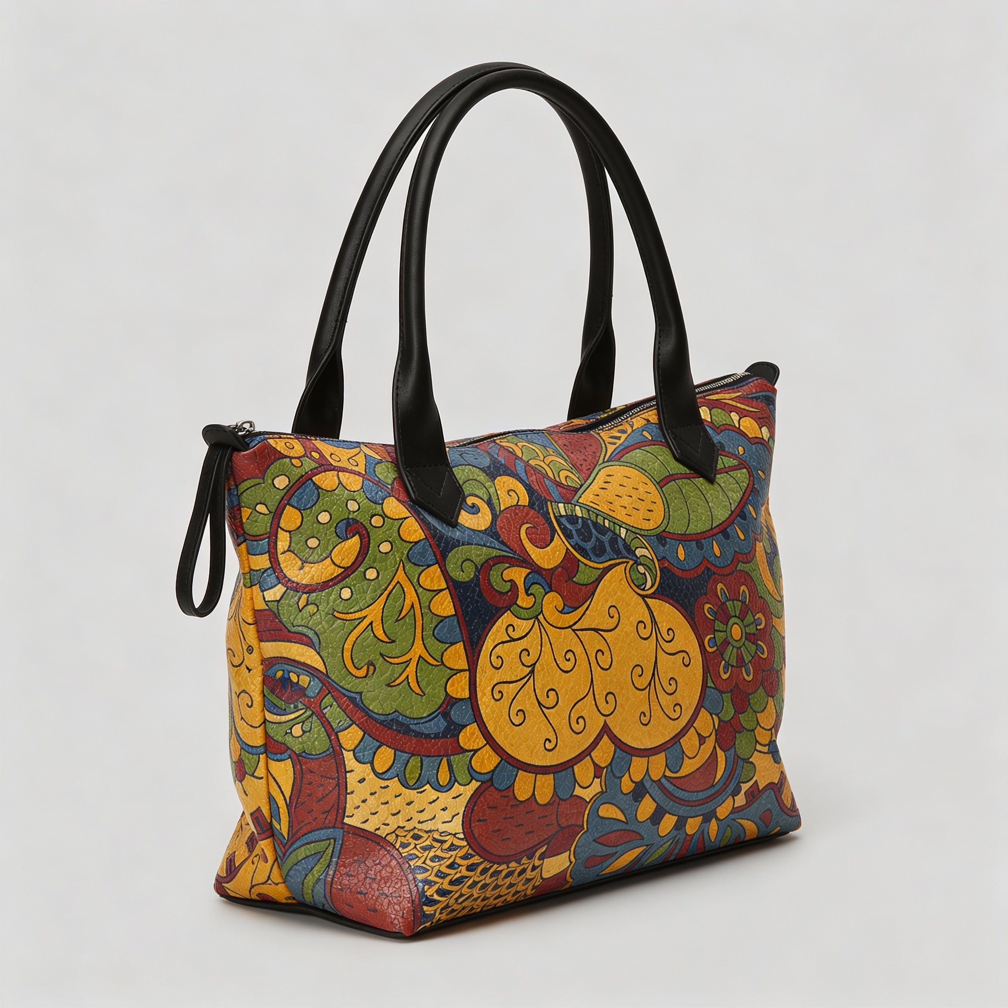 Ebisa Large Leather Zip Top Handbag Tote