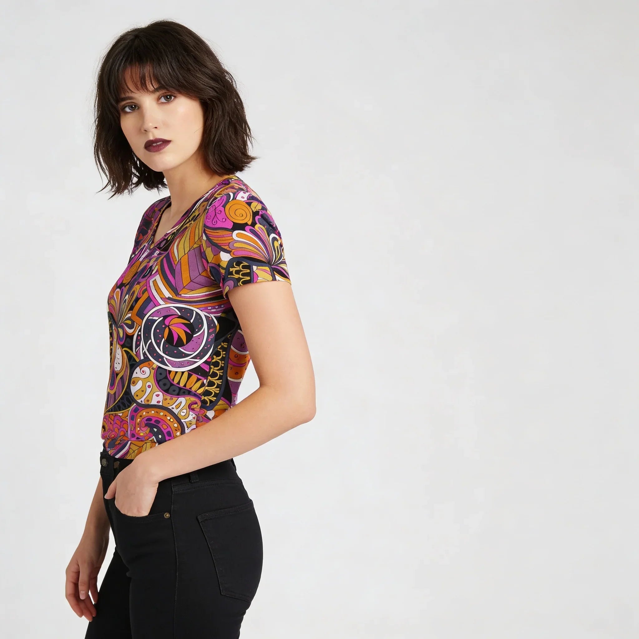 Ela フィット V ネック T シャツ