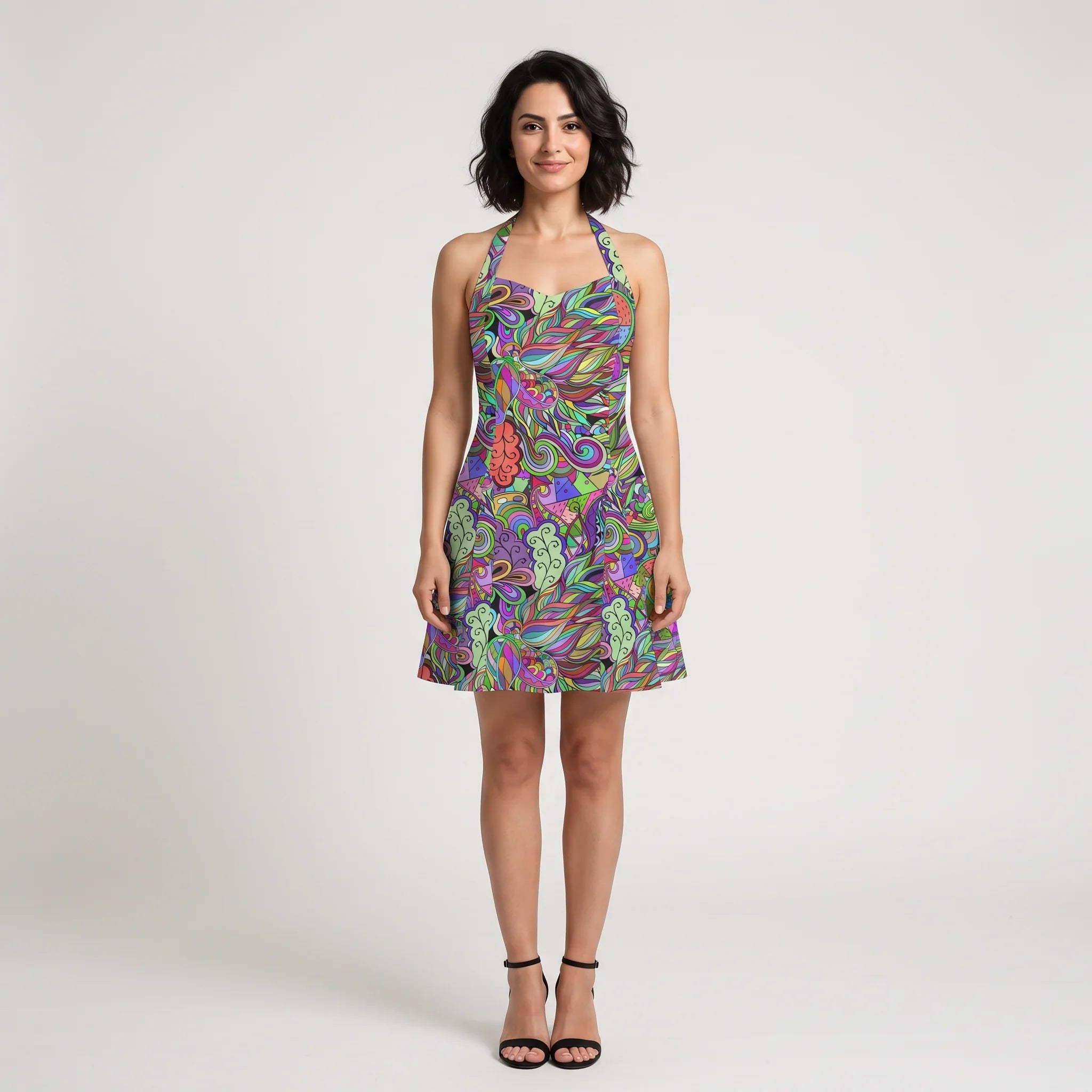 Eranas Sweetheart Halter Fit & Flare Mini Dress