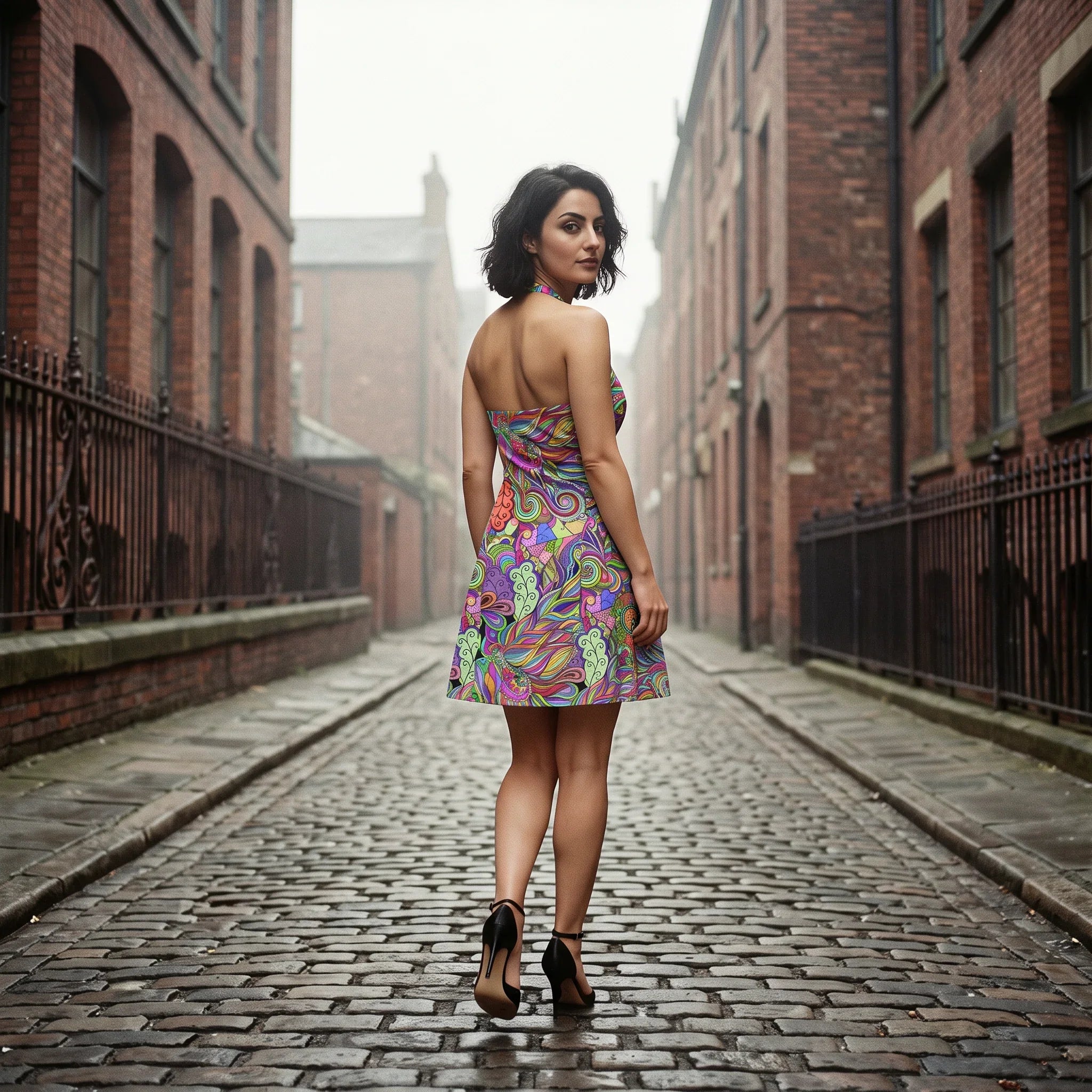 Eranas Sweetheart Halter Fit & Flare Mini Dress
