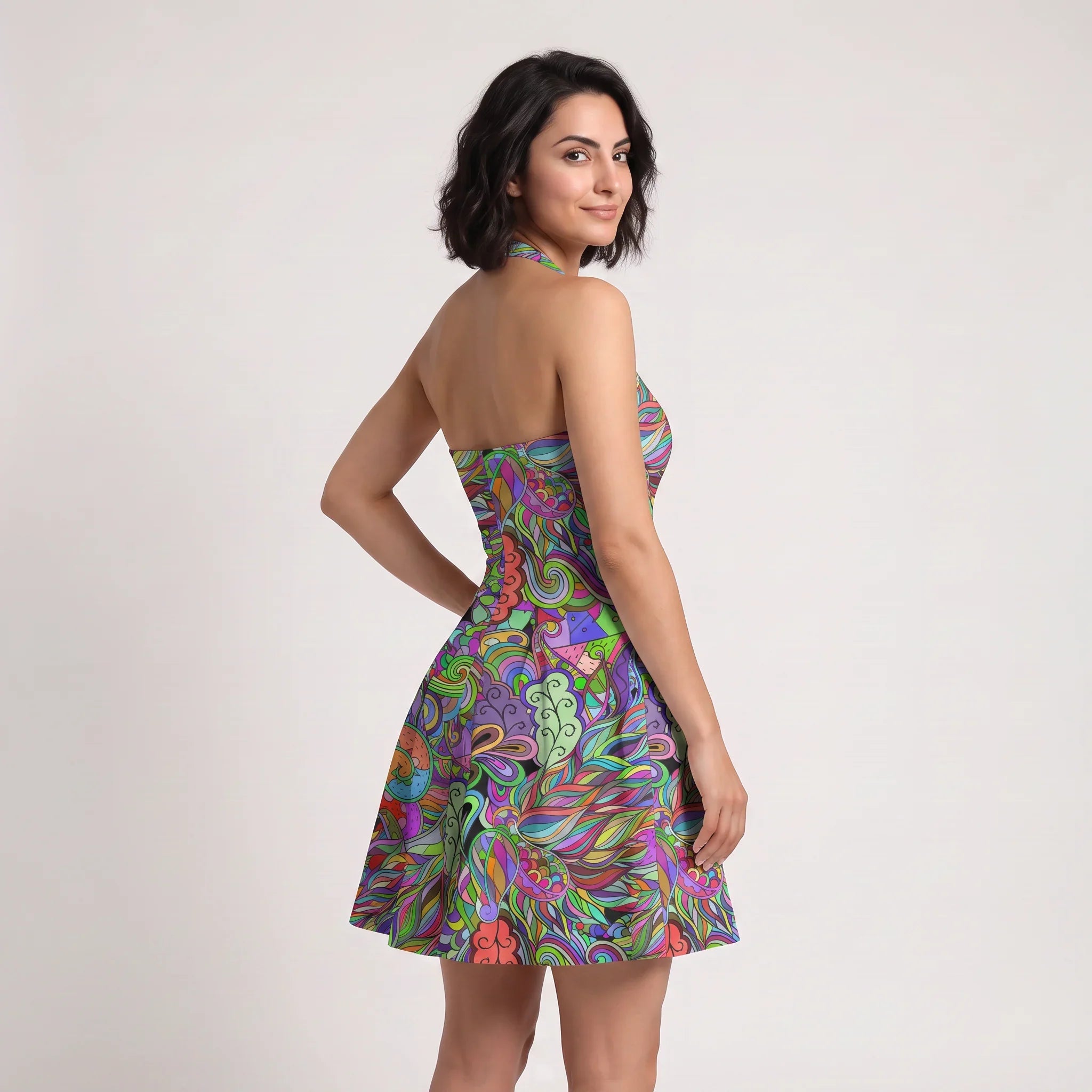 Eranas Sweetheart Halter Fit & Flare Mini Dress