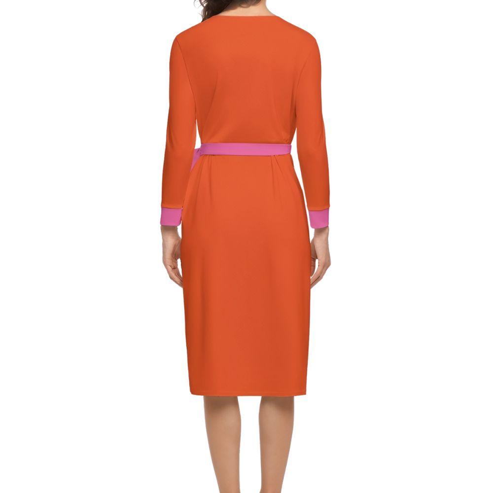 Flight 239 - Orange 3/4 Sleeve Wrap Dress - Airline Series - Blissfully Brand