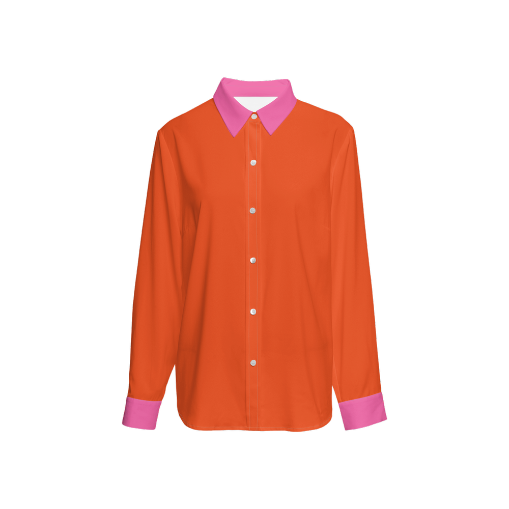 Flight 239 Orange Long Sleeve Button Up Shirt - Airline Series
