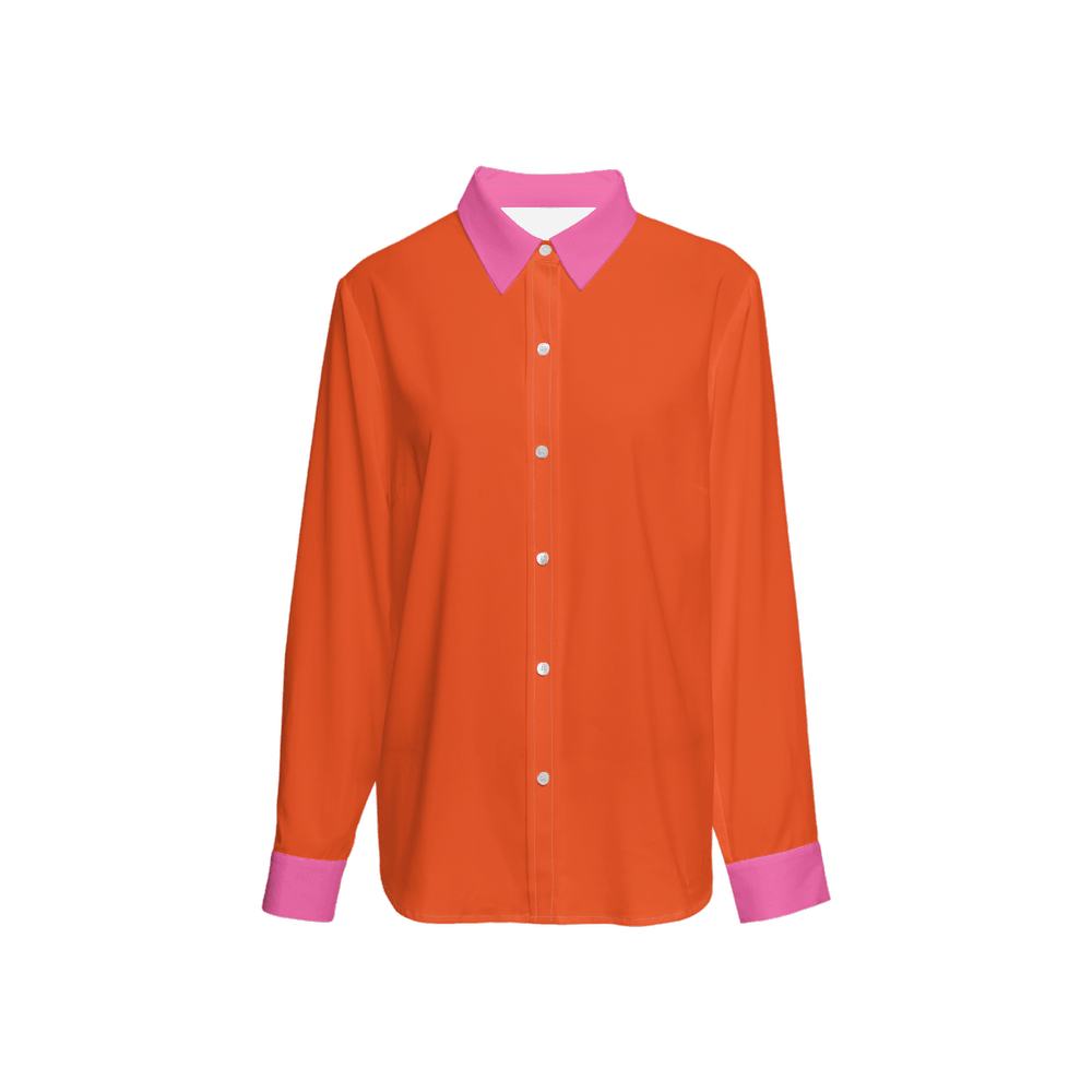 Flight 239 Orange Long Sleeve Button Up Shirt - Airline Series