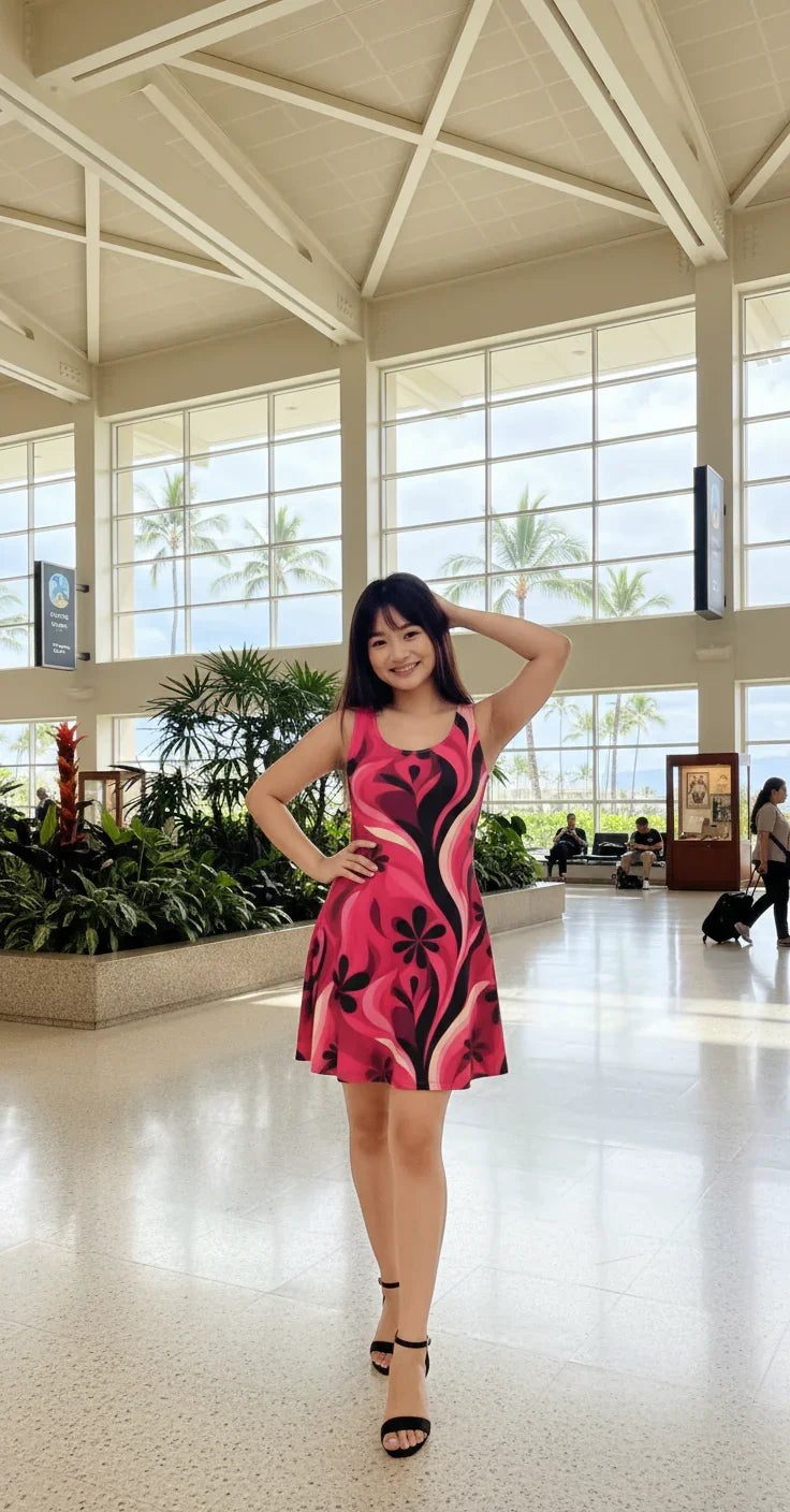 Honolulu Print Skater Dress - Airline Series