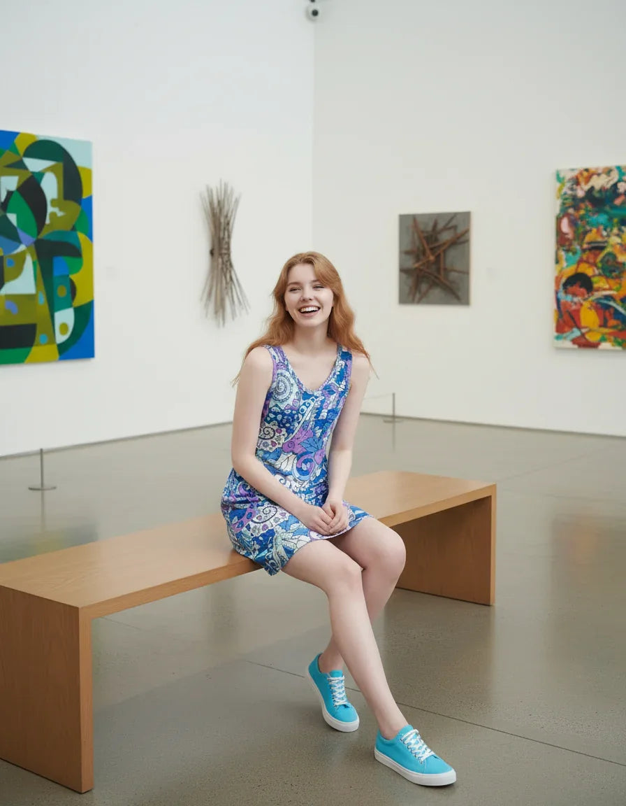 Imi Rib Knit V Neck Tank Dress