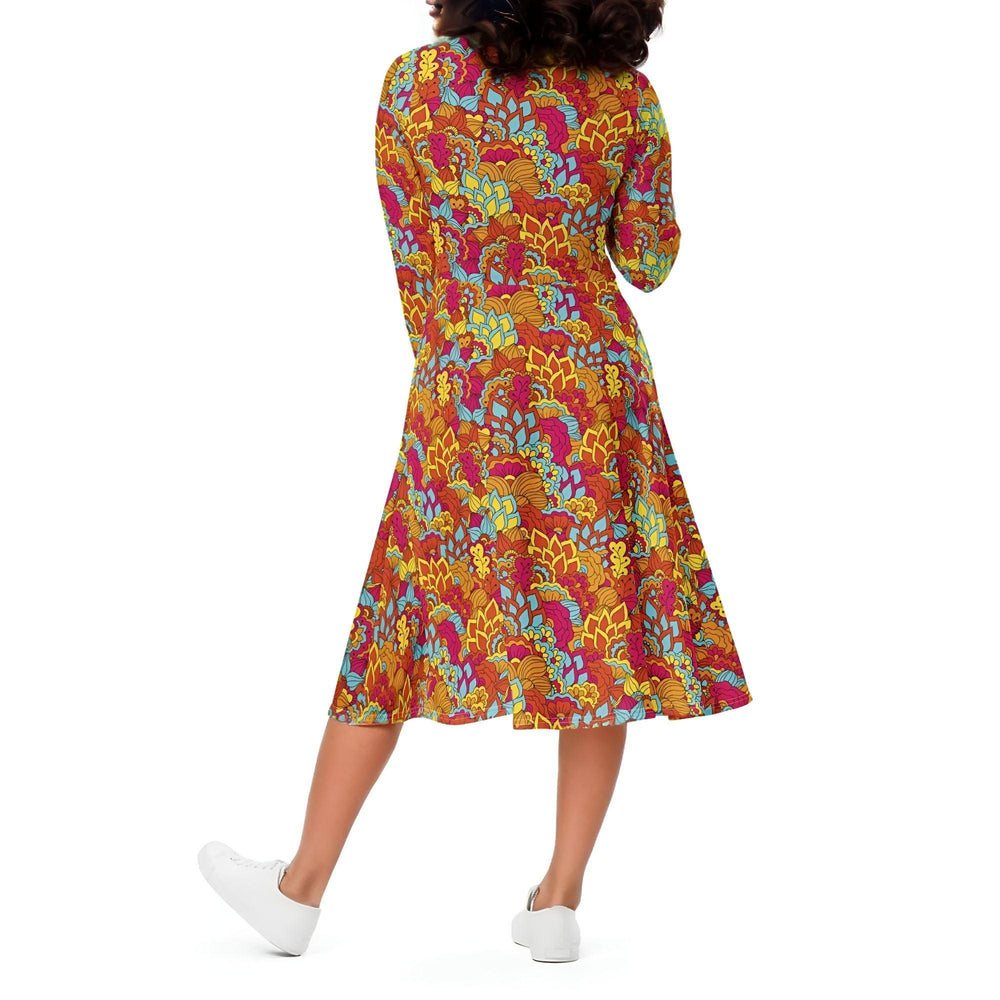 Inela Long Sleeve Fit & Flare Midi Dress - Blissfully Brand