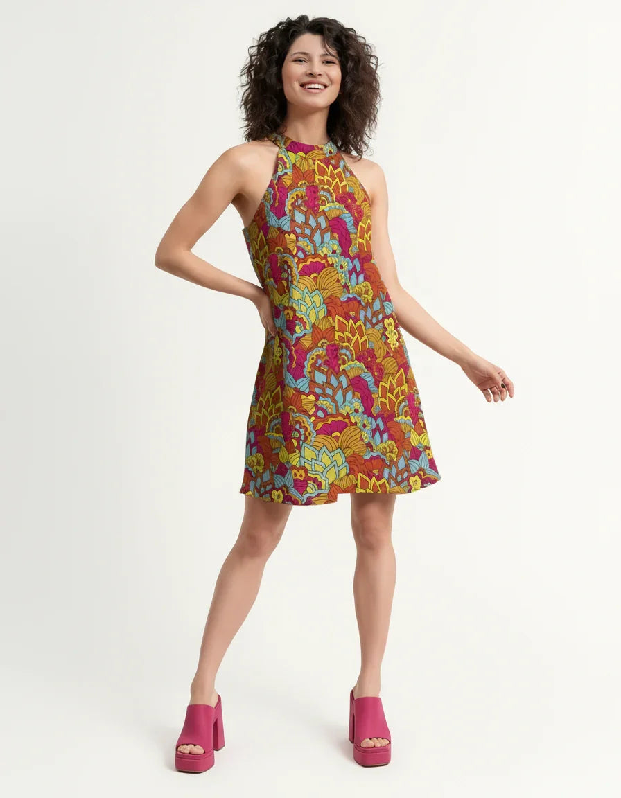 Inela ホルターフレアドレス