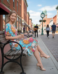 Inia Draped V-neck Midi Dress