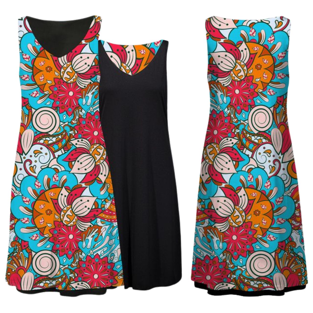 Inia V-neck Sleeveless Reversible Dress