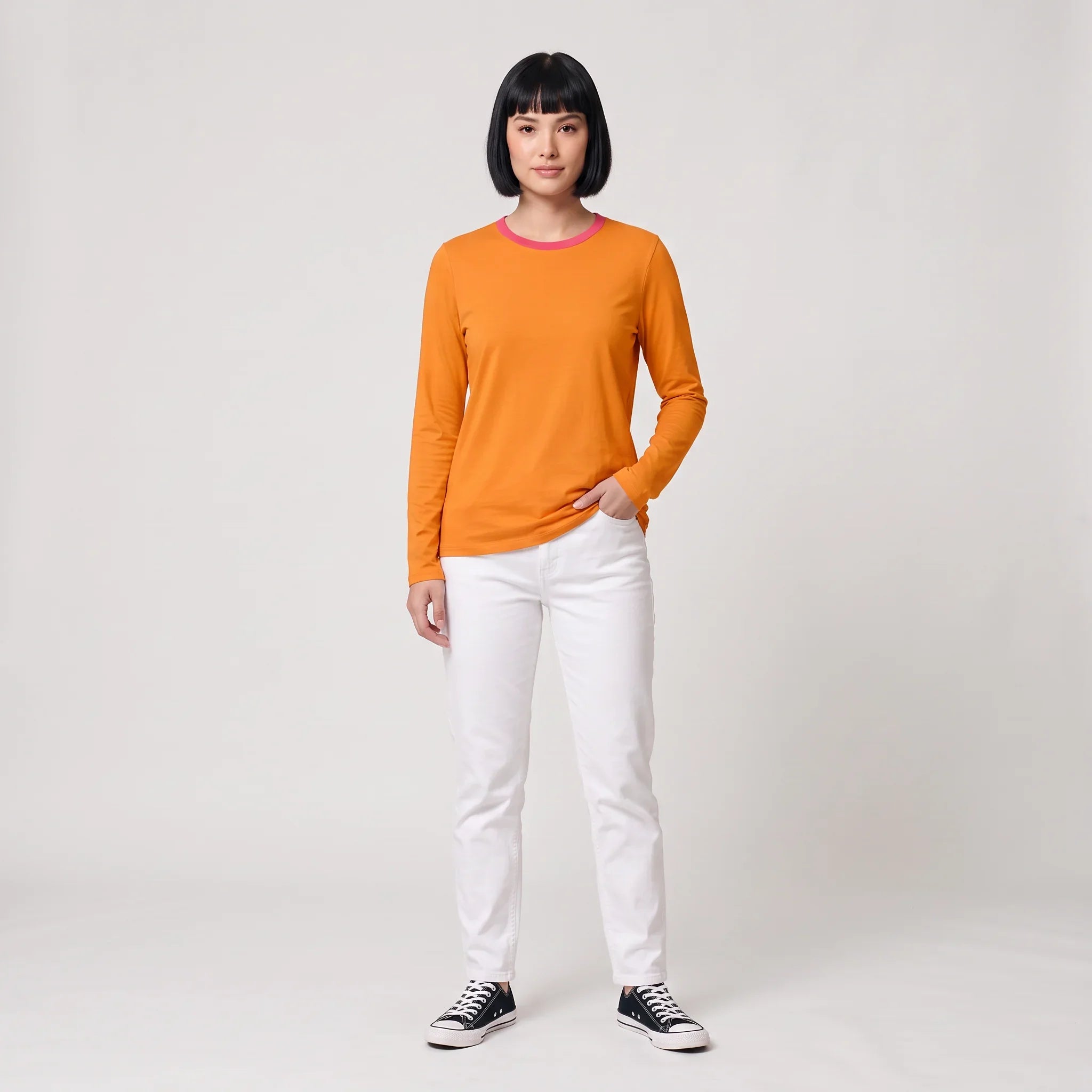 Inia Solid Orange Long Sleeve Tee