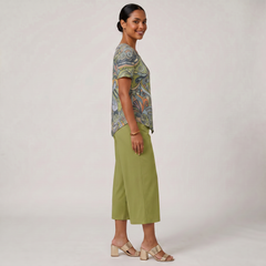 Jana Handkerchief-Hem Top & Cropped Wide-Leg Pant Set