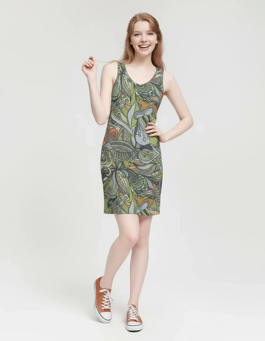 Jana Rib Knit V Neck Tank Dress