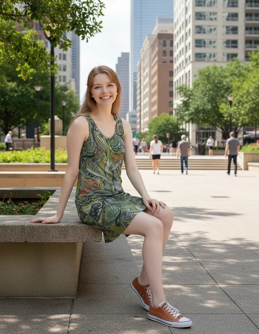 Jana Rib Knit V Neck Tank Dress