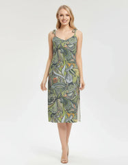 Jana タイストラップ スプリット ミディドレス