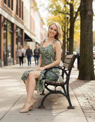 Jana タイストラップ スプリット ミディドレス