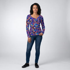 Jina Ribbed Long Sleeve Henley Top