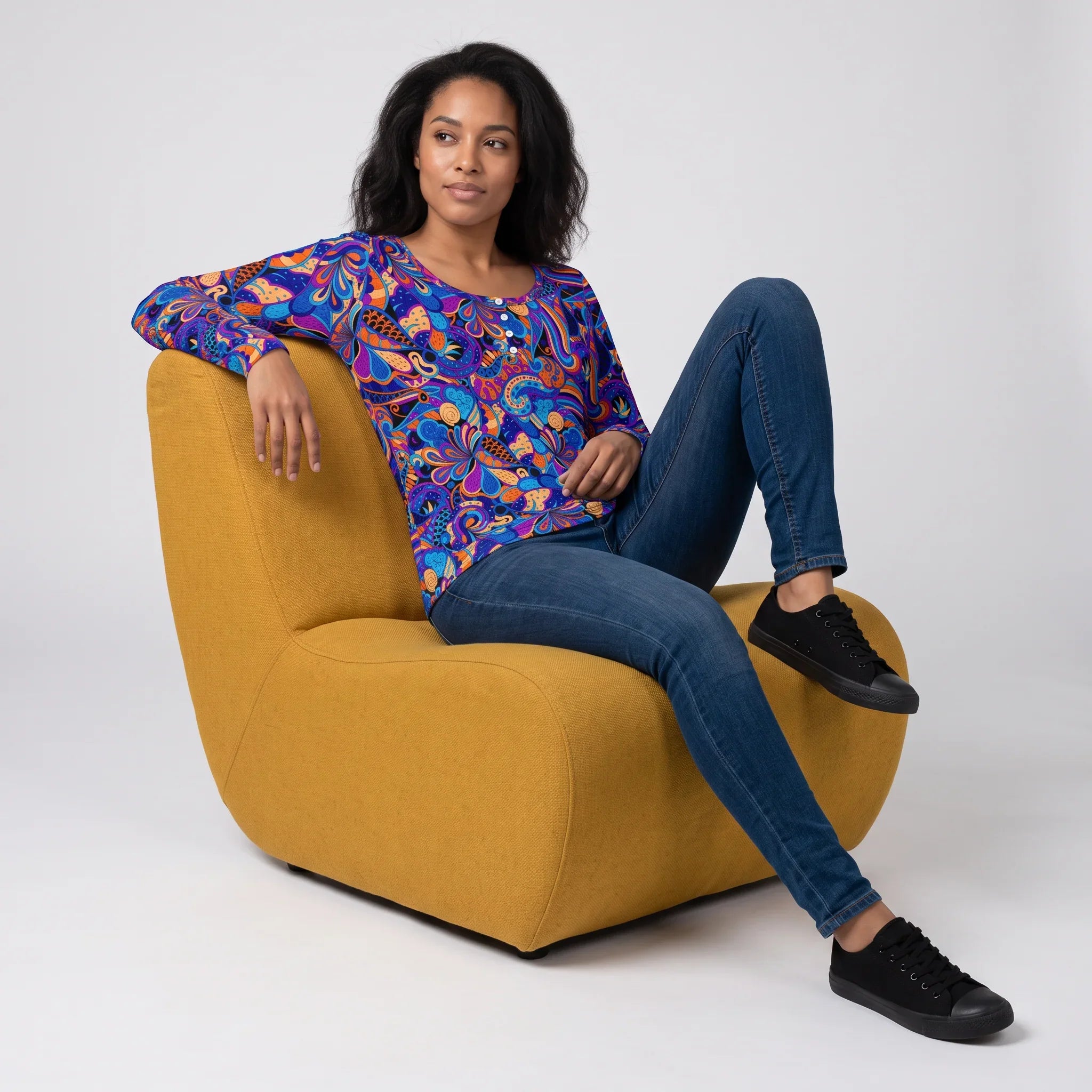 Jina Ribbed Long Sleeve Henley Top