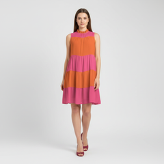 Juhla Colorblock Series Halter Dress with Bow Back