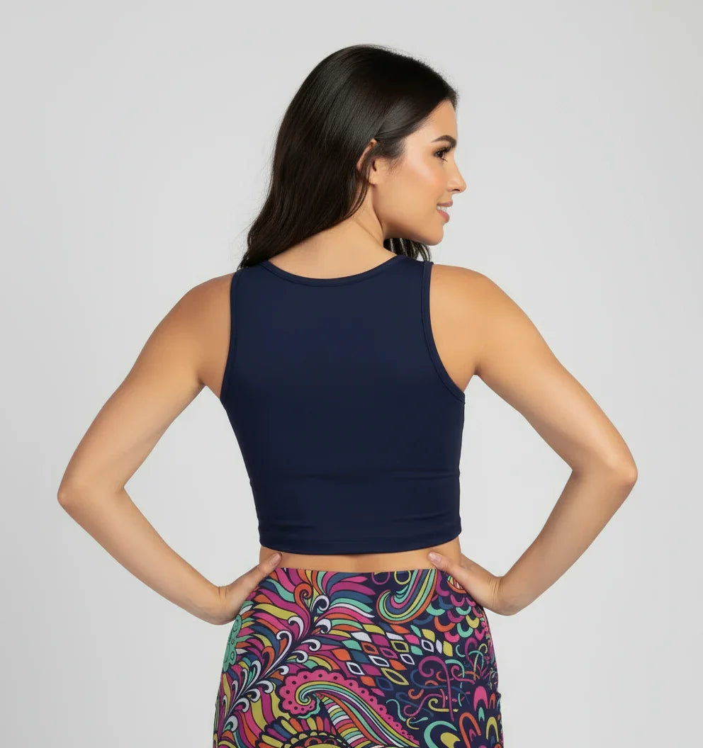 Juhla Solid Series Blue Performance Crop Top