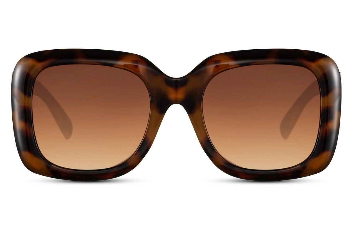 Juni Oversized Square Tortoise Sunglasses - Blissfully Brand - Retro Thick Women's Jelly Gel