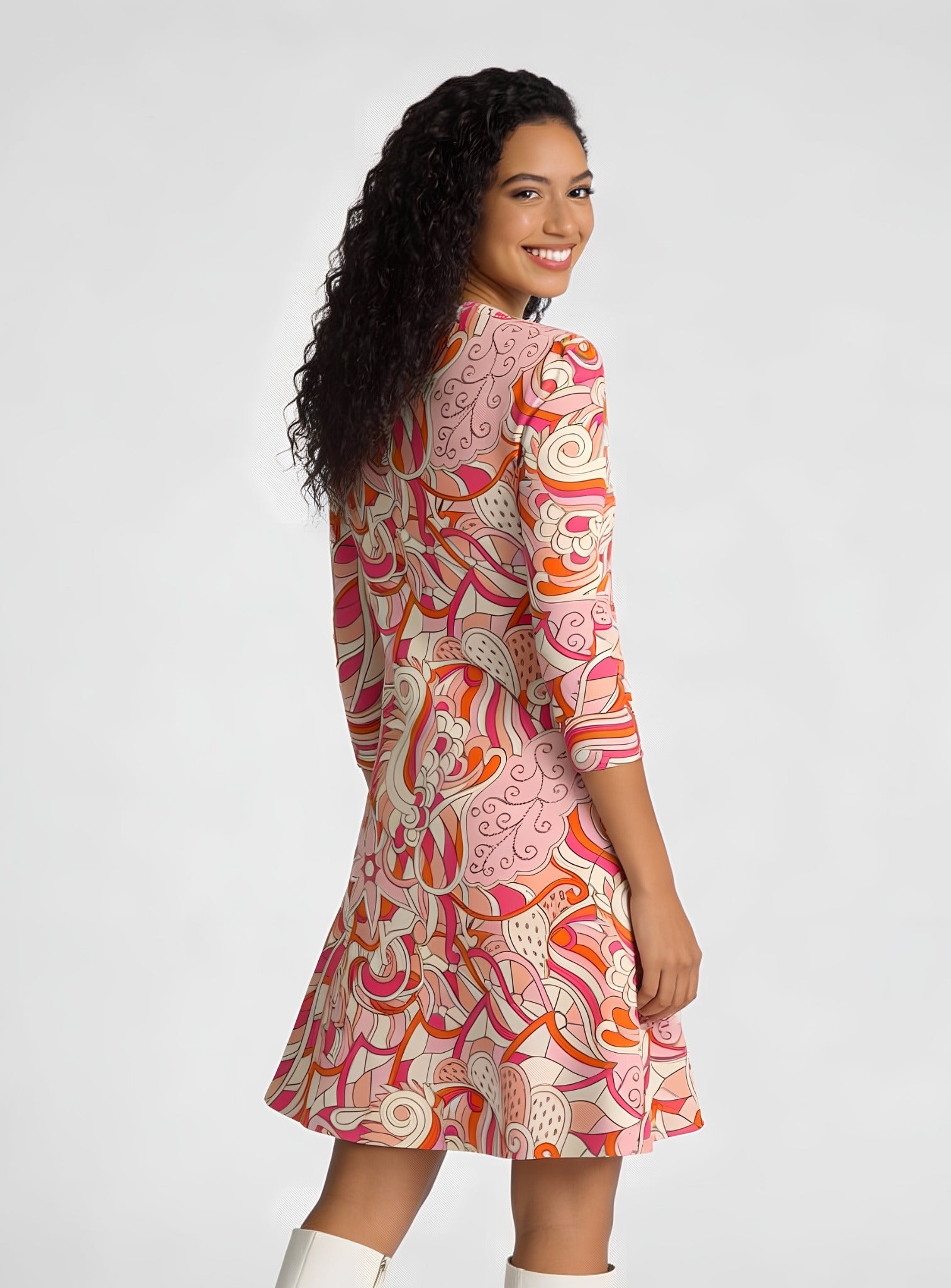 Keki 3/4 Sleeve Flare Dress