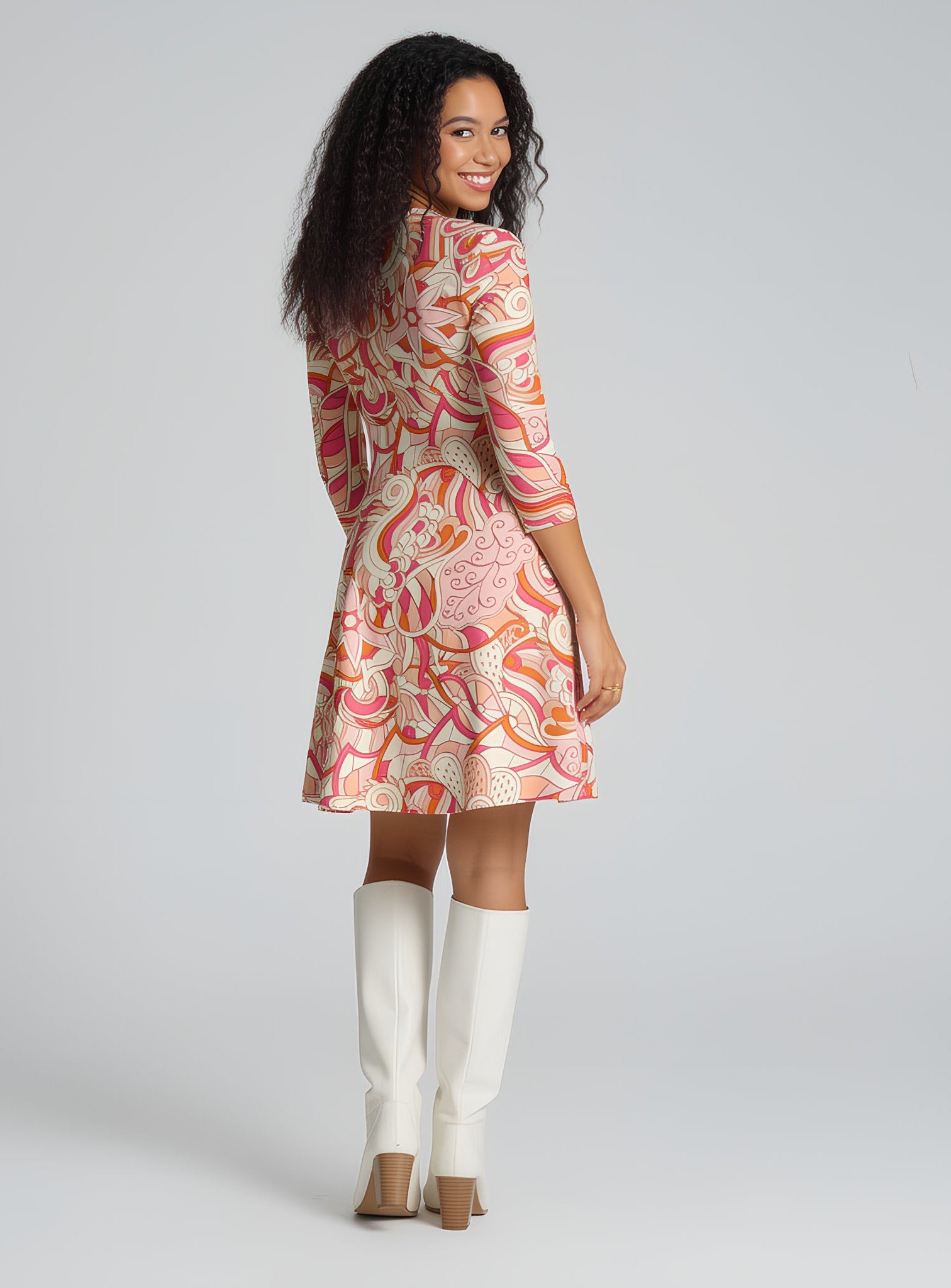 Keki 3/4 Sleeve Flare Dress