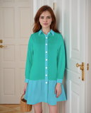 Kume Two-Tone Button-Down Collar Dress