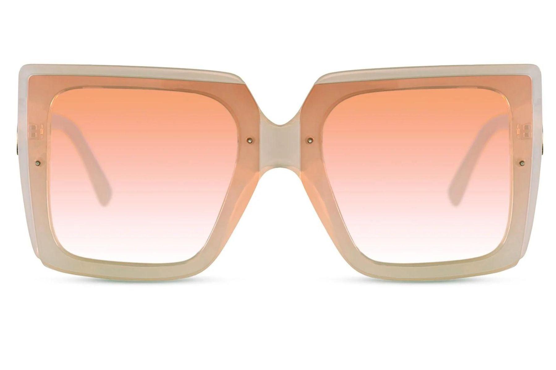 Kyo Oversized Square Beige Orange Sunglasses - Blissfully Brand - Translucent Retro Girly