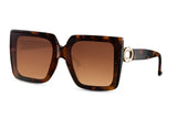 Kyo Oversized Square Brown Tortoise Sunglasses - Blissfully Brand - Gold Trim - Retro - UV protection