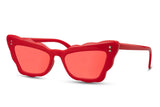 Lanai Kitty Cat Eye Red Sunglasses - Blissfully Brand Wings Retro Funky Bold Vibrant Women's