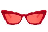 Lanai Kitty Cat Eye Red Sunglasses - Blissfully Brand - Wings Retro Funky Bold Vibrant Women's