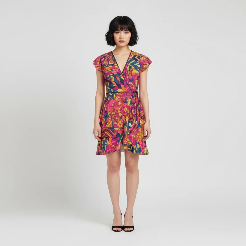 Lina Flounce Wrap Dress