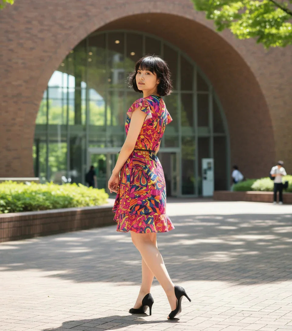 Lina Flounce Wrap Dress