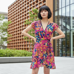Lina Flounce Wrap Dress