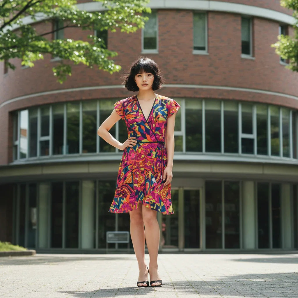 Lina Flounce Wrap Dress