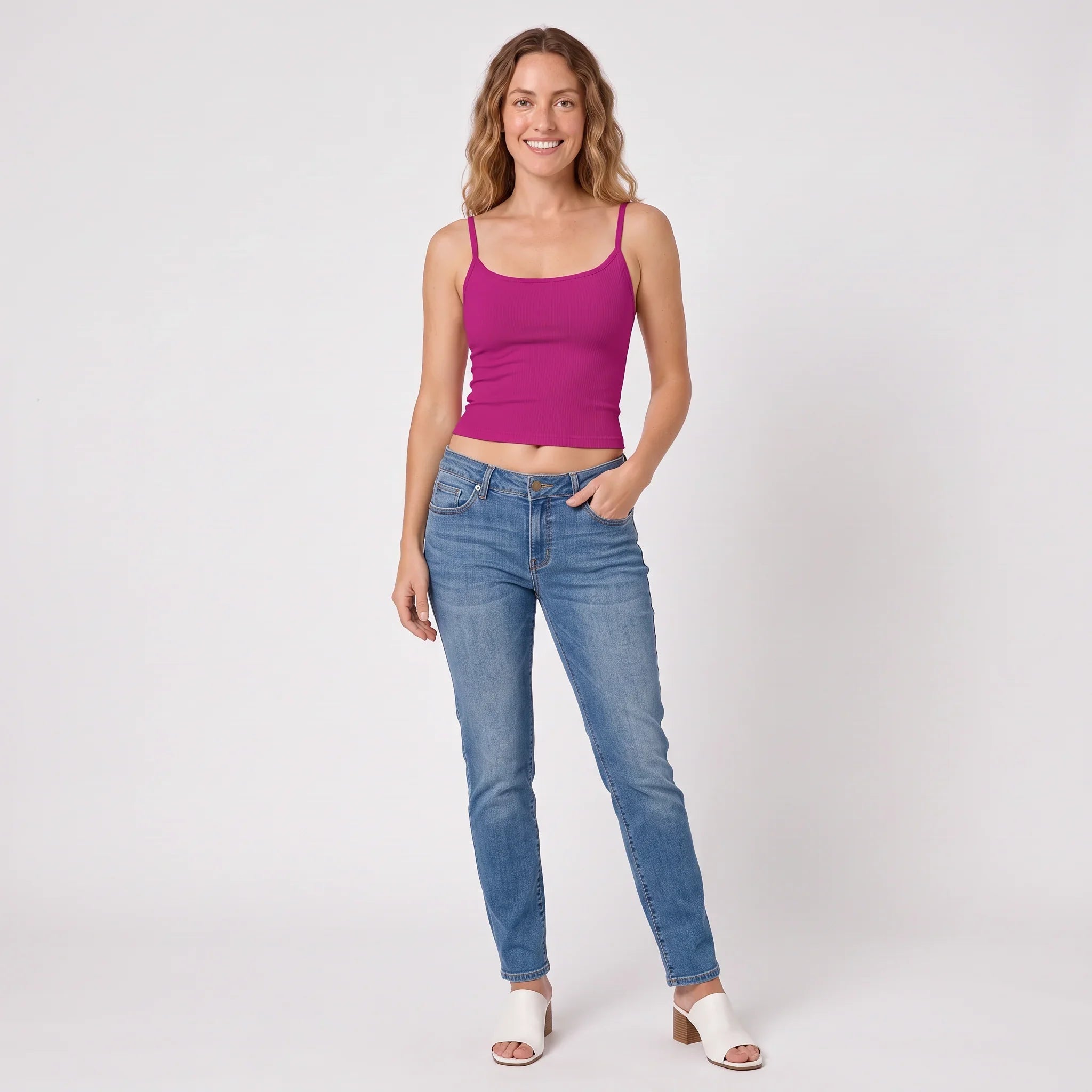 Lina Solid Series Spaghetti Fitted Tank Top