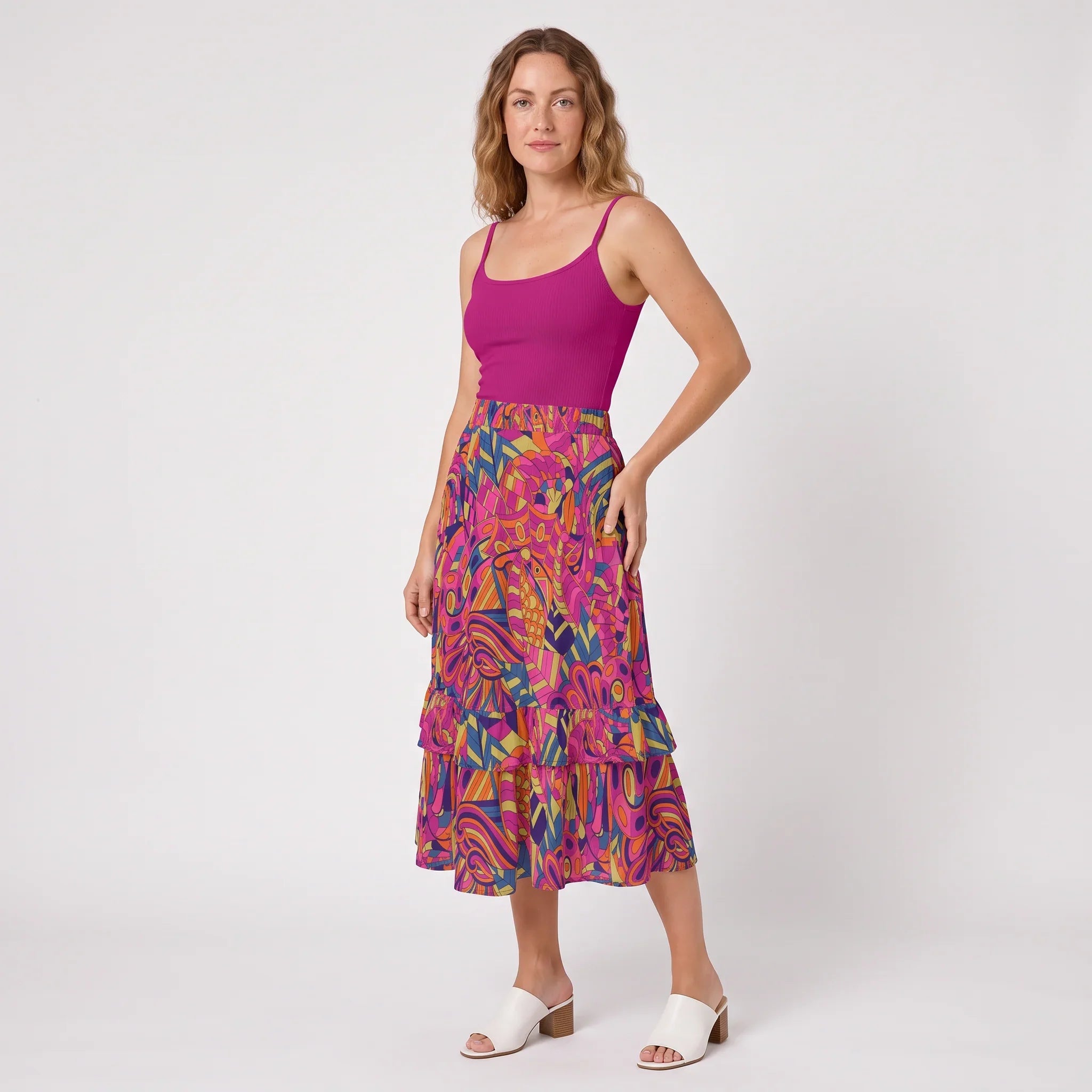 Lina Tiered Ruffle Midi Skirt