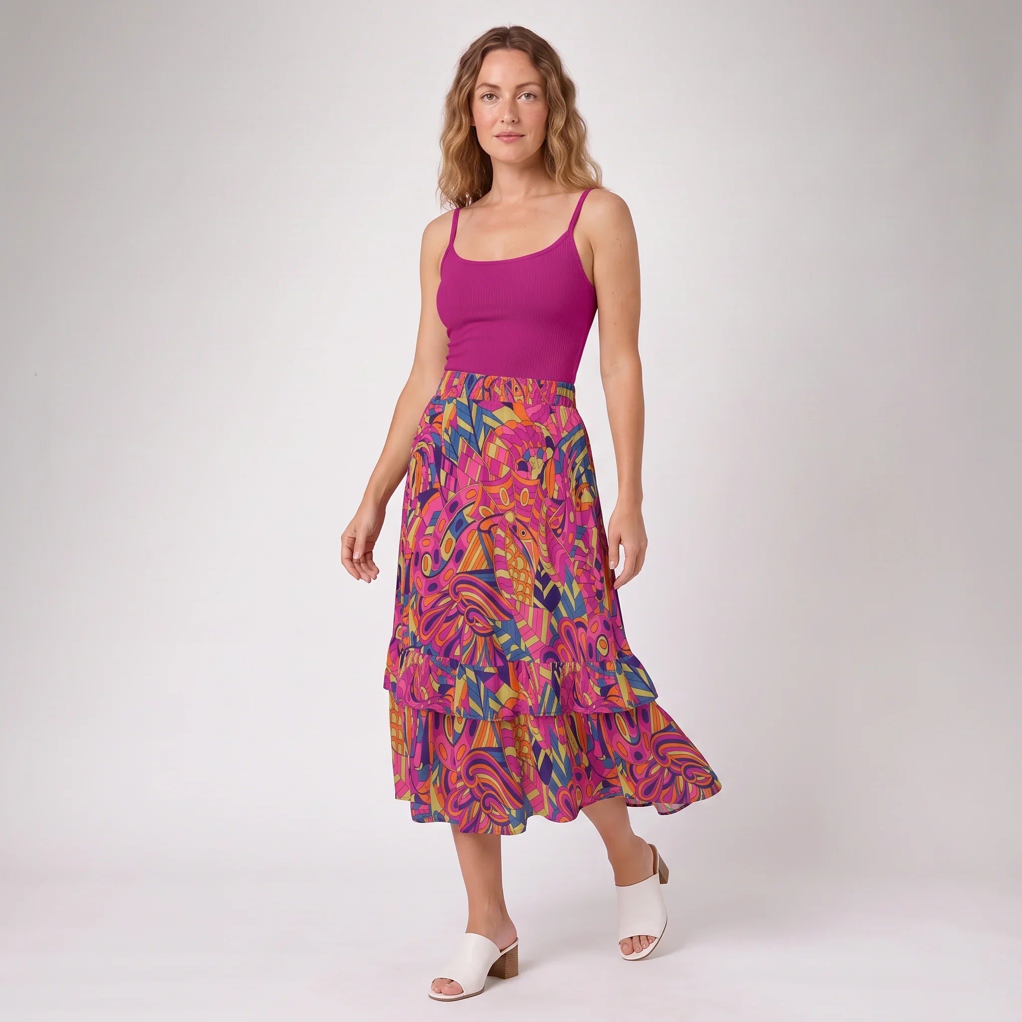 Lina Tiered Ruffle Midi Skirt